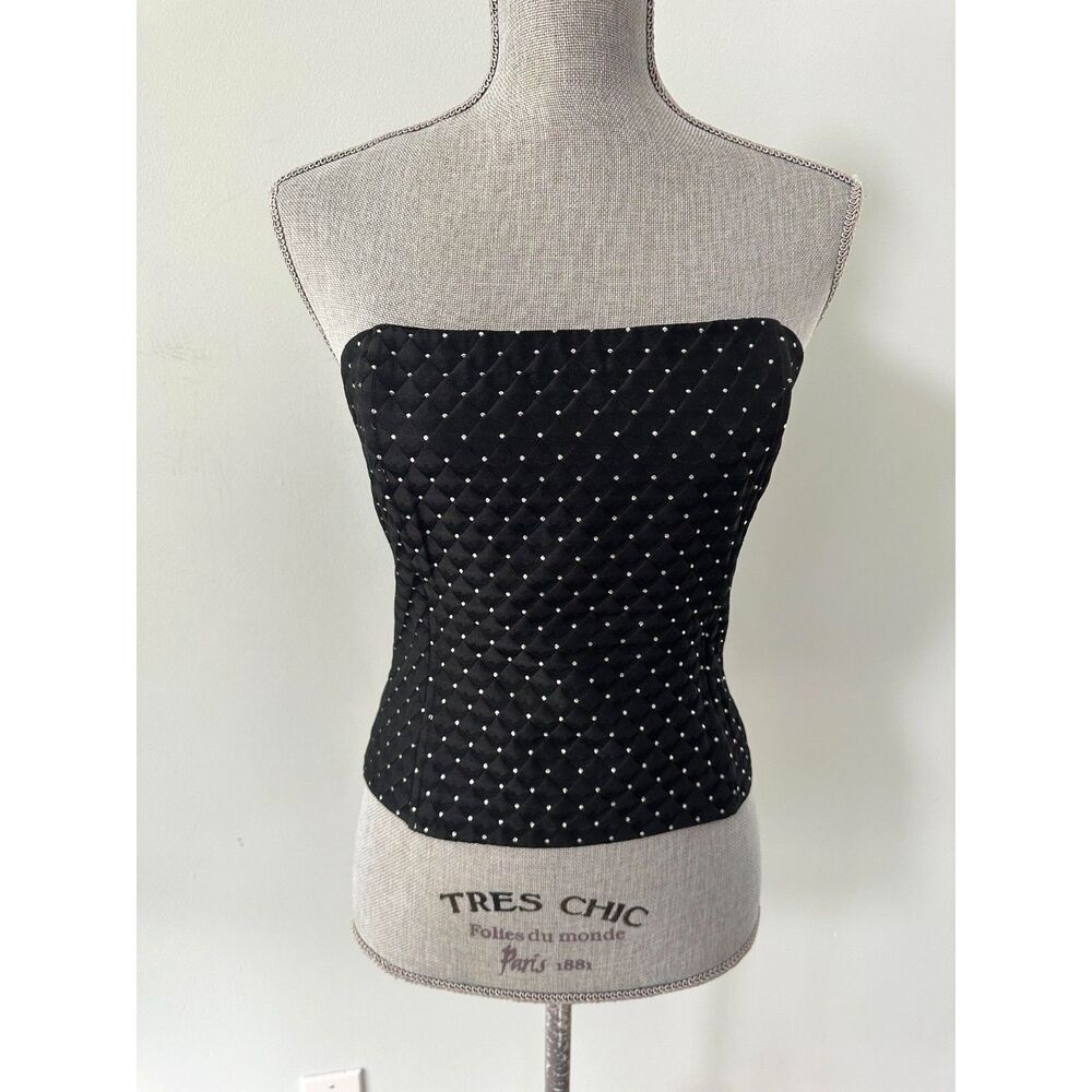NWD McClintock Petite Black Quilted Metallic Corset Top Bodice Vintage size 12